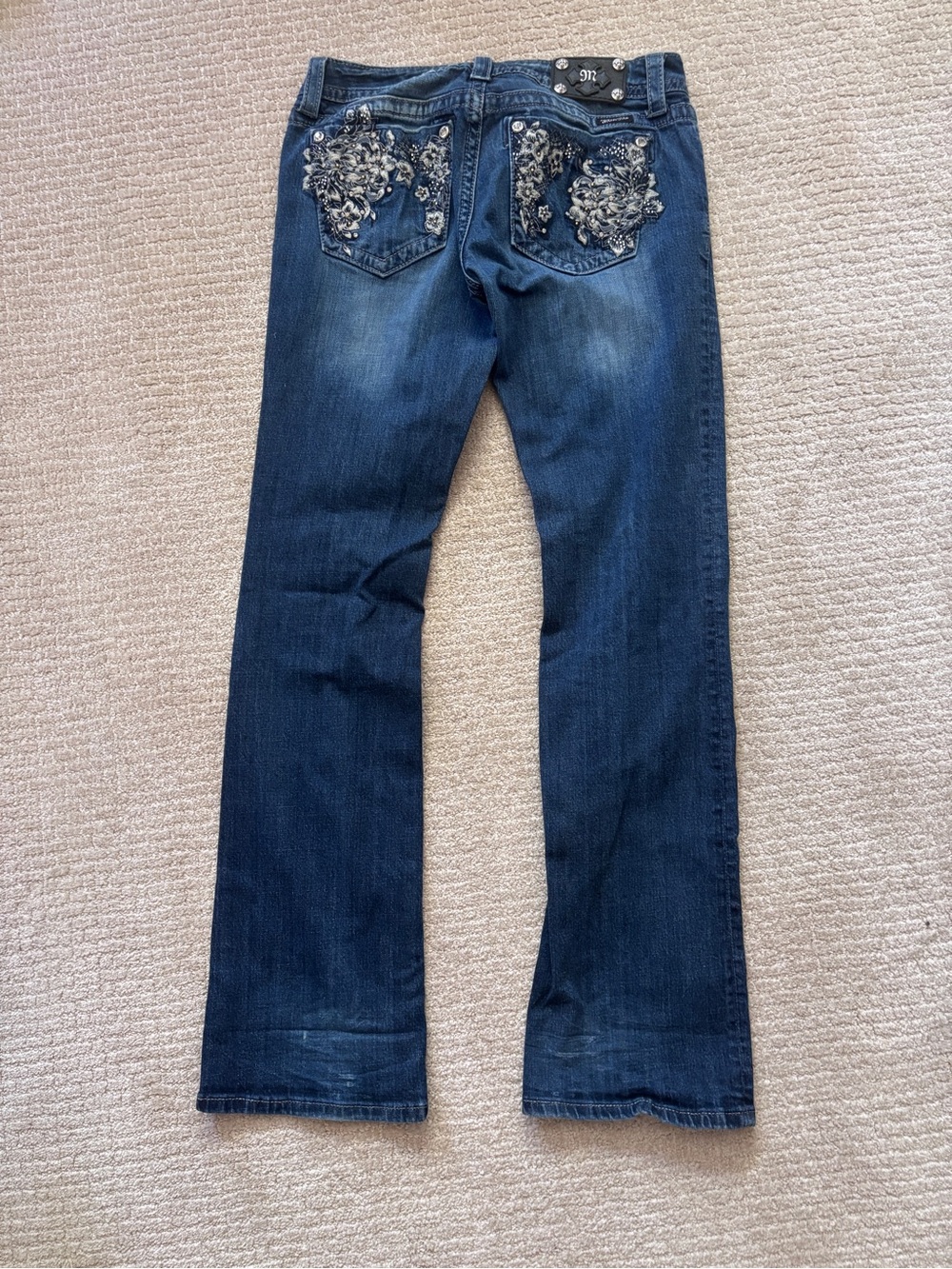 Miss Me Dark Blue Embellished Flare Jeans
